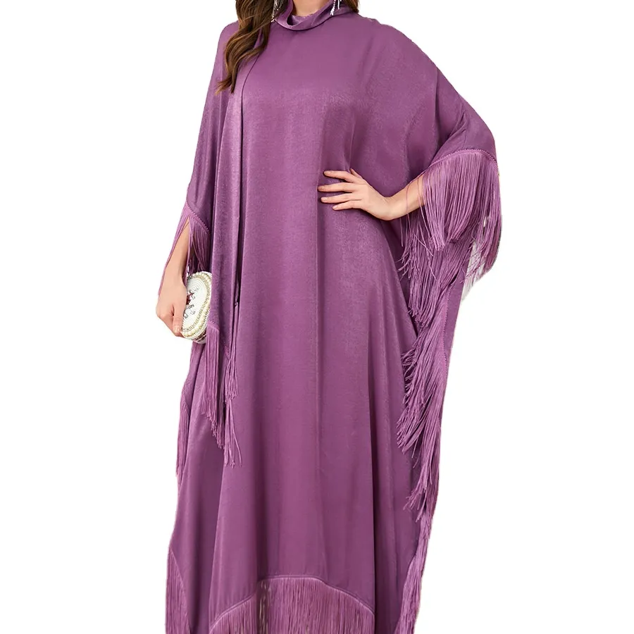 Moda moderna personalizzata musulmana abbigliamento islamico femminile modesto elegante Casual cena girocollo abito etnico con nappa