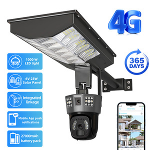 Popolare lampione a Led con doppia lente 4G telecamera a energia solare AOV Blacklight Full Cctv telecamera a colori di sicurezza - Product Image 1