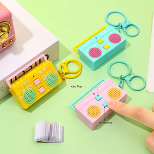 Cute Keychain <strong>Mini</strong> Macaron Voice Recording Phonograph Fun School Bag Pendant Small Diy Gift For Children Customer Key Chain - Product Image 2