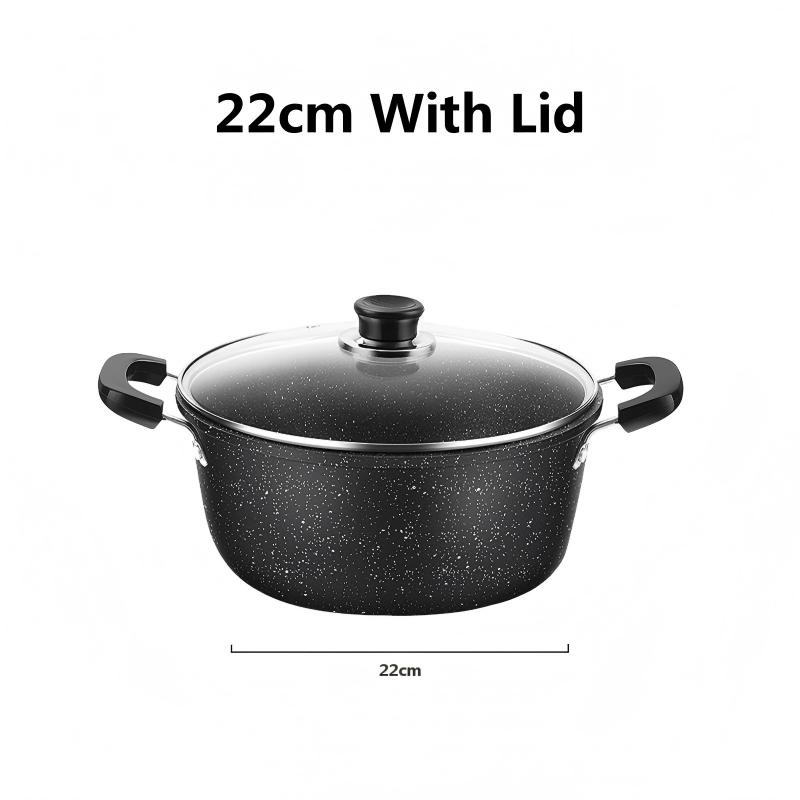 22 cm avec couvercle en verre trempé