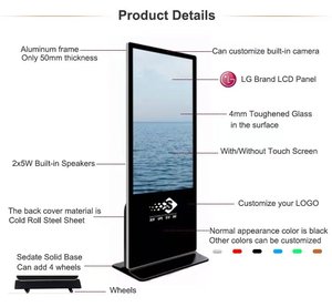 Pantalla de señalización digital interactiva Vertical de pie, tótem, pantallas táctiles LCD, quiosco, pantalla publicitaria para publicidad