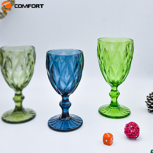 Luxury Embossed 350ml Wine Glass Set Colored <strong>Goblet</strong> for Tea Party <strong>Goblet</strong> - Product Image 5