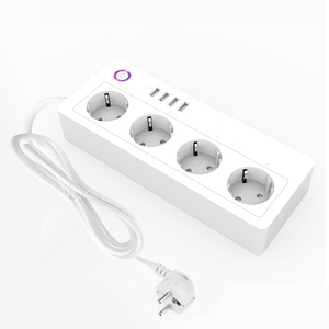 Toma de corriente múltiple con 4 compartimentos y 4 puertos USB, protección contra sobretensiones e interruptor, tira de Alimentación inteligente con wifi para la UE