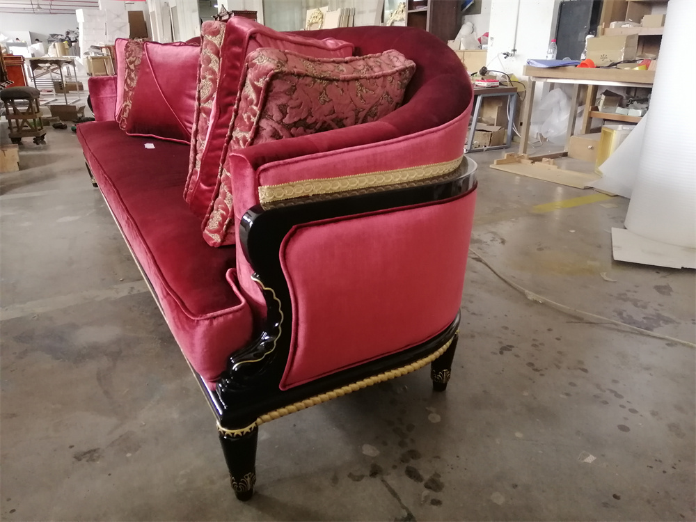 foshan chuangdian 5 star hotel furniture red luxury velvet living room sofa
