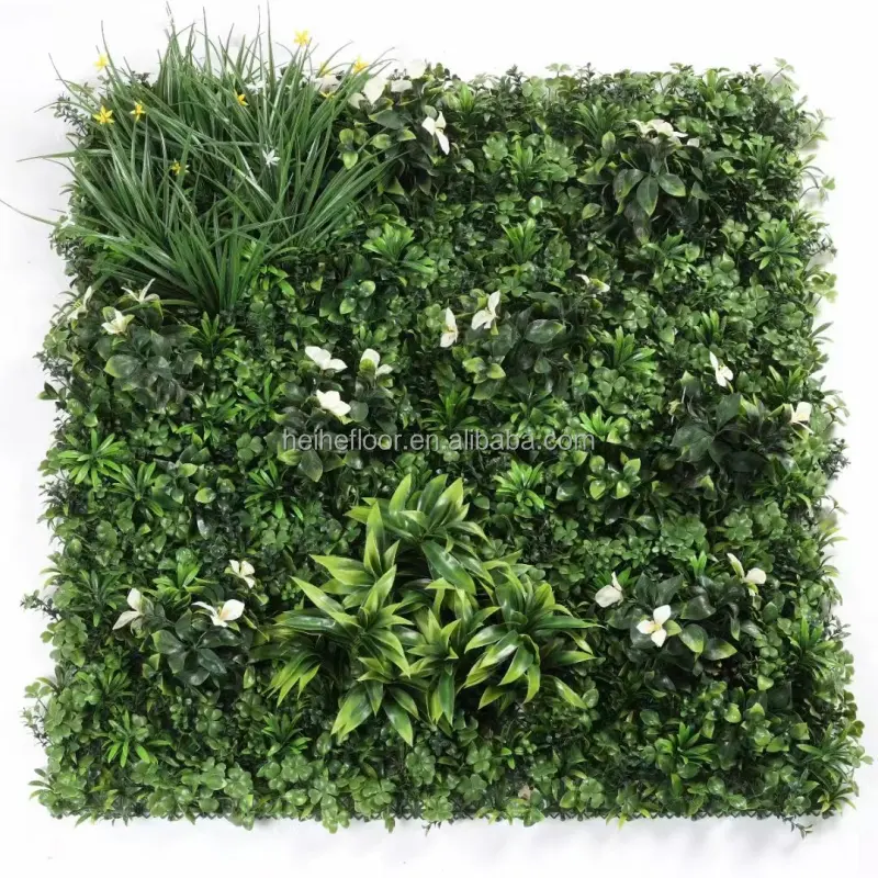 1m * 1m décoration de jardin mariage plante artificielle buis plastique fleur mur paysage faux panneaux muraux verts avec protection UV