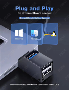 PSDA 3 พอร์ต USB Hub อะแดปเตอร์ขยายชายหญิง 90 องศาแยก 1 USB 3.0 และ 2 USB 2.0 พอร์ตแบบพกพาข้อมูล - Product Image 4