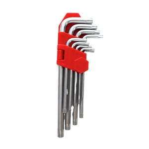 TOOLJOY 9 adet fabrika toptan Hex tuşları T10-T50 Allen anahtarı parlak krom 40Cr L şekilli anahtarı Allen Torx anahtar plastik tutucu - Product Image 1