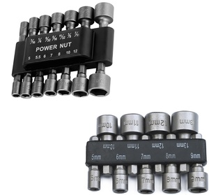 SAE & Metric六角ナットドライバーセット磁気なしのクイックチェンジパワーナットドライバービットセット - Product Image 1