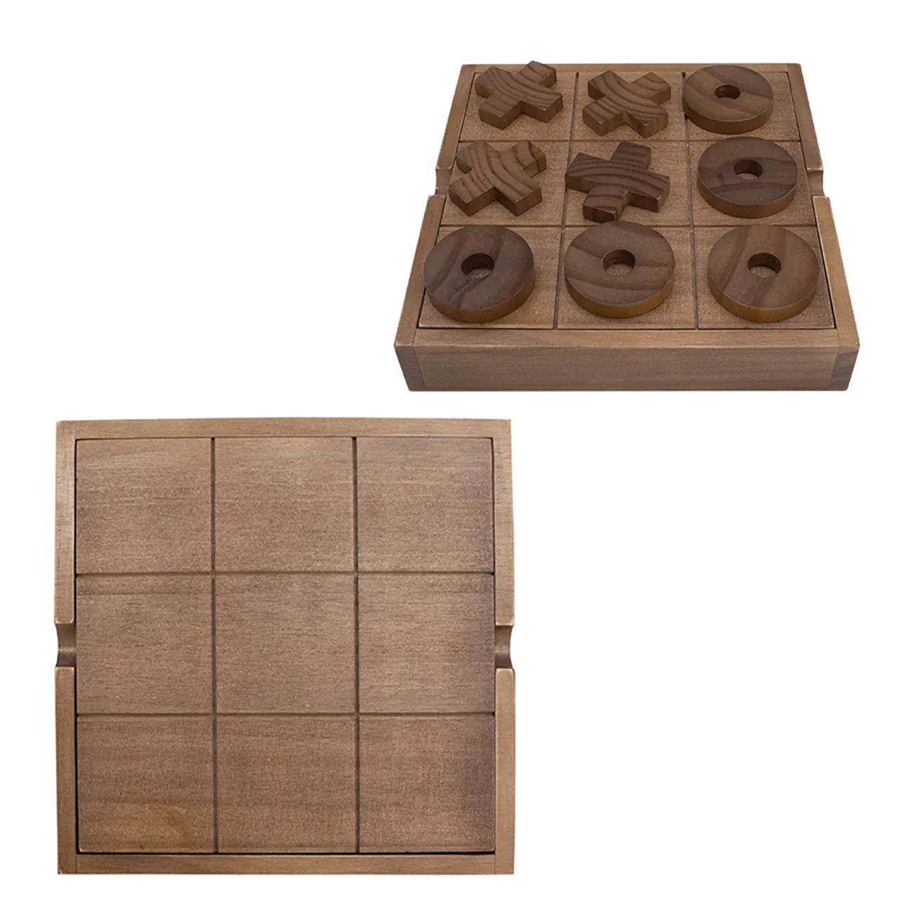 Accept wholesale and customization Handcrafted Charcoal Burned Wooden Tic Tac Toe Game Set Board game for Family Fun and Decor