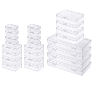 24PCS/Set Mixed <strong>Sizes</strong> <strong>Rectangular</strong> Empty Mini Clear Plastic Organizer Storage Box <strong>Containers</strong> With Hinged Lids - Product Image 1
