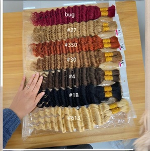 Sâu sóng con người bện tóc số lượng lớn phần mở rộng không có sợi ngang 100% chưa qua chế biến Ấn Độ xoăn Remy số lượng lớn tóc con người cho bện - Product Image 1