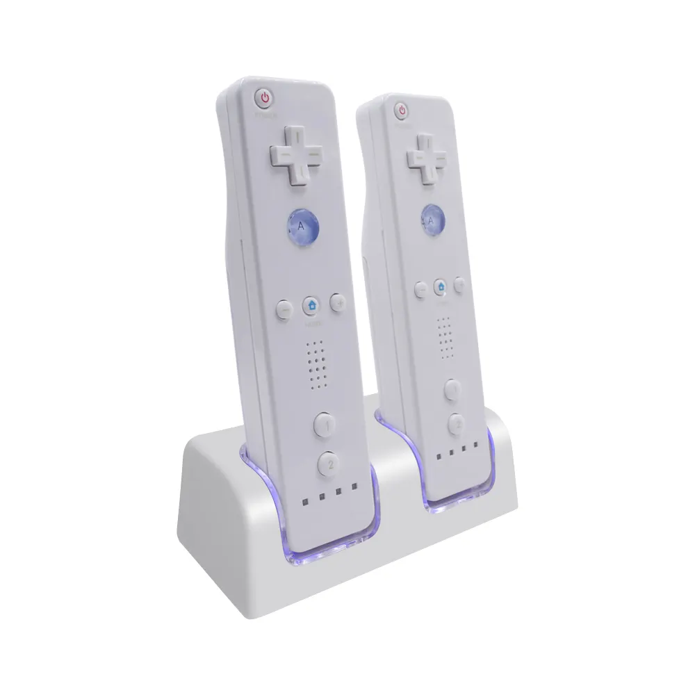 Wii Remote Battery Charger Dual Charging Station Dock with Two Rechargeable Battery