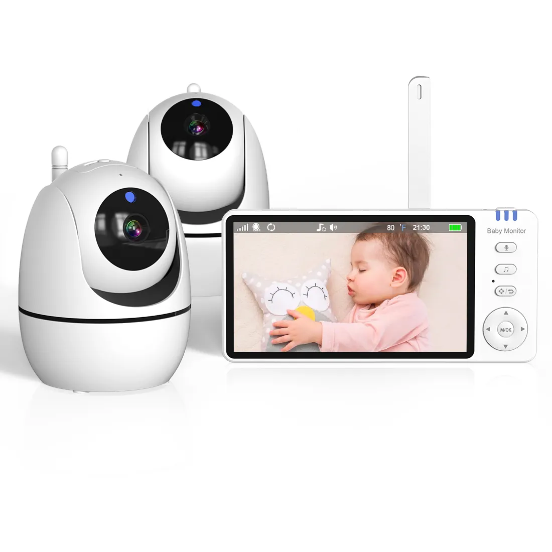 Monitor de bebê com câmera de vídeo de detecção de choro de bebê com visão noturna e áudio bidirecional de 5,0 polegadas