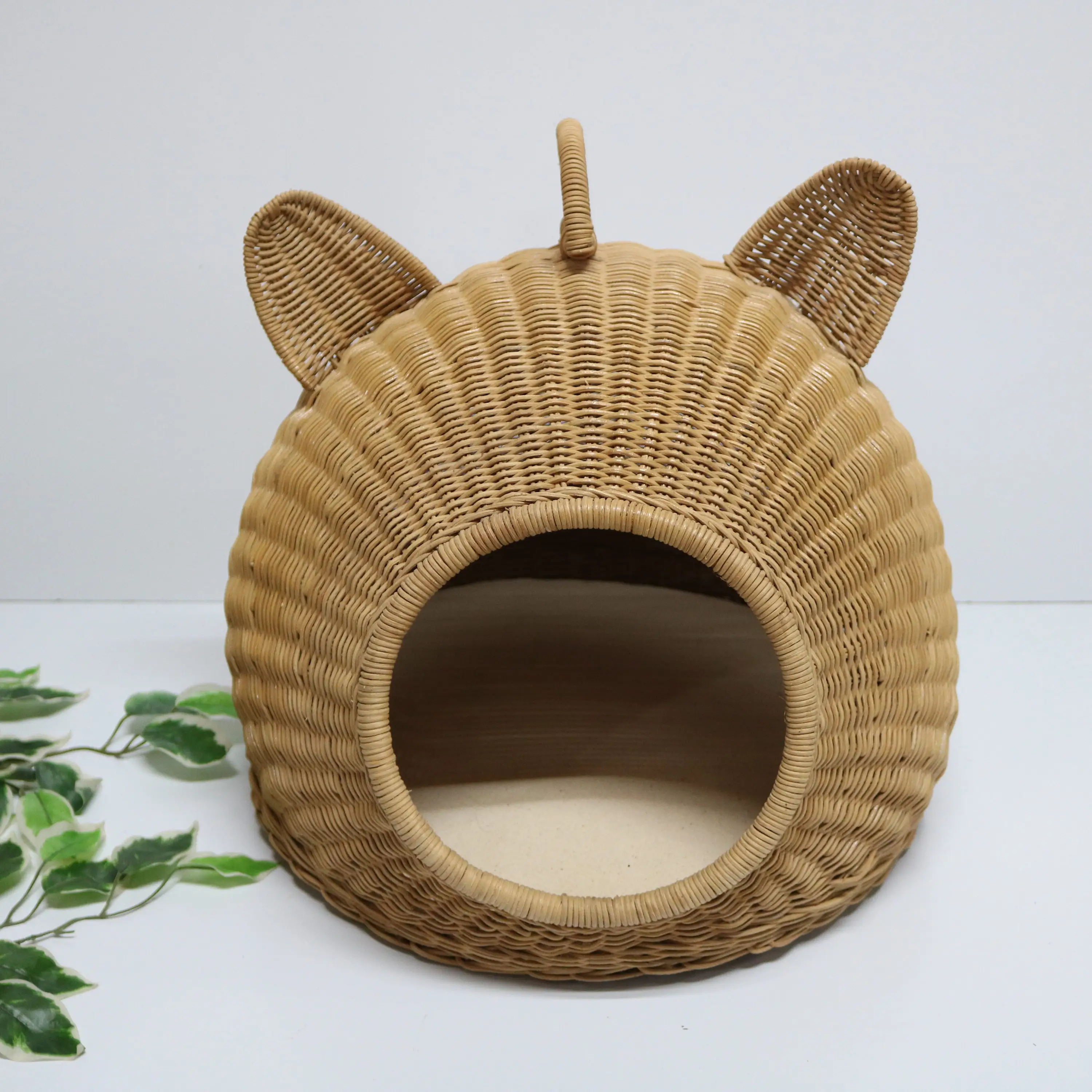Casetta in Rattan con cuscino per gatti a casa per animali domestici manici per cuccioli e lettino portatile per animali da compagnia per gatti