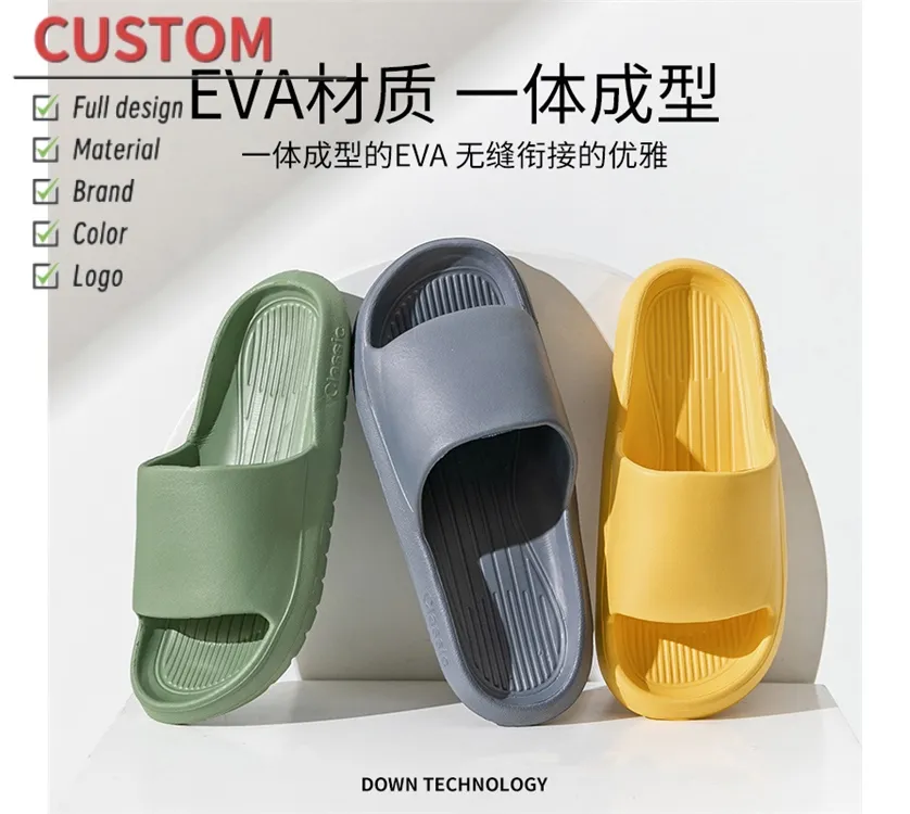 Con zapatillas desechables para ventas al por mayor Anti-Foul Kids logo Eva diapositivas diseñador personalizado impreso zapatilla hogar casual