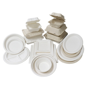 Biodegradable Lunch <strong>Box</strong> Disposable, Customizable 450ml Oil-proof and Microwave Eco-friendly Bagasse Food Container - Product Image 1