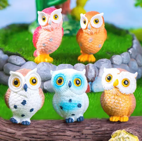 miniature decorative figurine statue realistic animal fountain garden figures sculptures cute resin owl