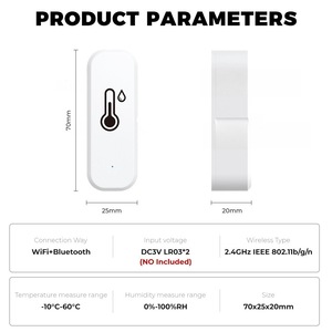Wifi Tuya智能温湿度传感器，无需集线器，电池供电，可与Google Home和Alexa配合使用 - Product Image 2
