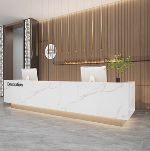 现代风格独特设计定制办公接待柜台实心表面柜台接待台 - Product Image 4