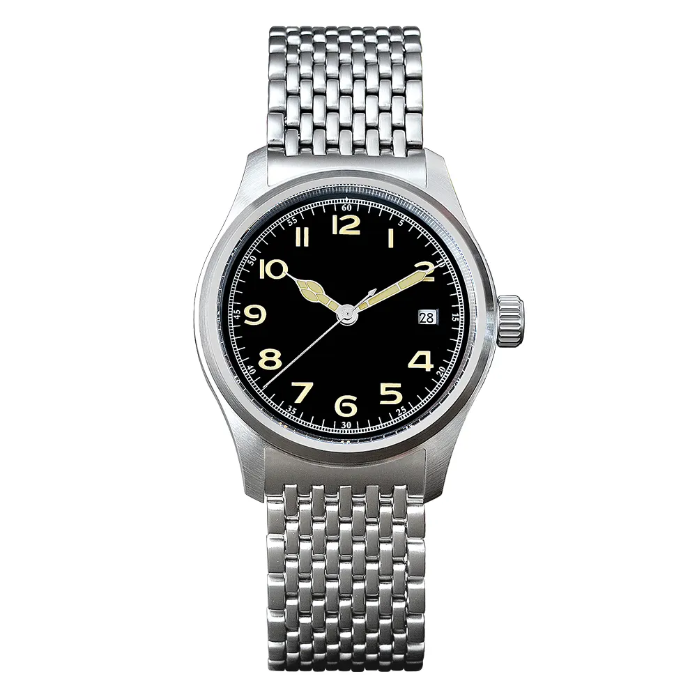 Orologio personalizzato OEM 38mm orologio meccanico automatico da uomo impermeabile luminoso con quadrante personalizzato in stile minimalista militare