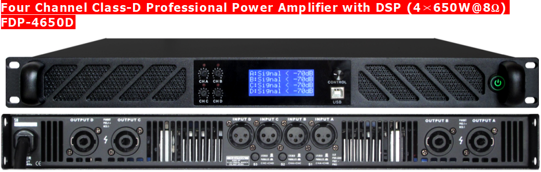 Áudio 4*650W do amplificador do canal do ODM 4 pro com nível da classe D de DSP 0
