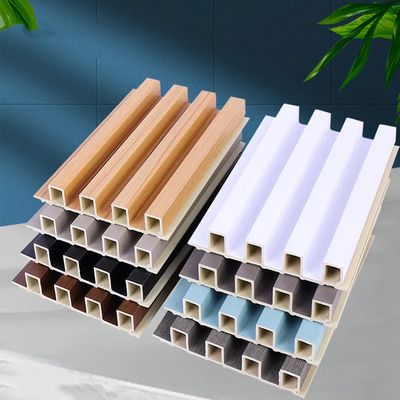Interior Plastic Wooden Composite Covering Board Wainscoting Vinyl Timber Decoration 3D Fluted Cladding PVC WPC Wall Panel