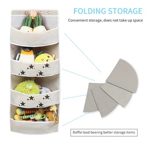 4 Layers Storage Hanging Closet Organizer Hanger Organizer Washable Cotton and Linen Fabric Hanging Closet Organizer <strong>for</strong> Toys