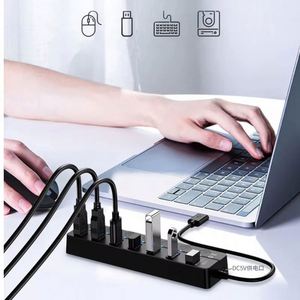 USB-концентратор 3,0 7 портов, высокоскоростной 5 Гбит/с, разветвитель, современный стиль, многоразовый адаптер питания с переключателем, длинный кабель, многорасширитель