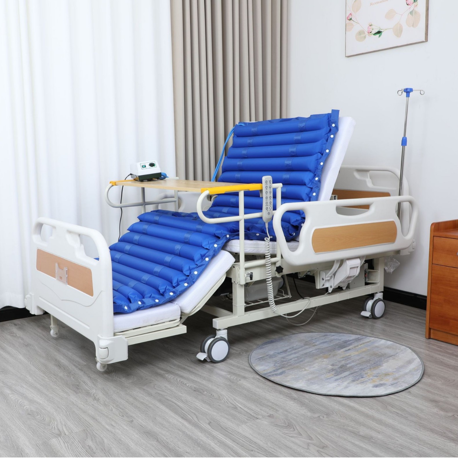 Electric fully curved and fully flipped large guardrail air cushion