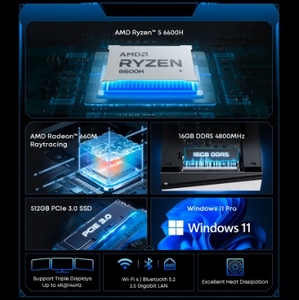 CHUWI UBox Mini-PC Ry Zen 6600H Prozessor 6 Kerne AMD CPU 16GB RAM 512GB SSD Win11Desktop Computer PC 4K WIFI 6 für MiniPC-Spiele - Product Image 2
