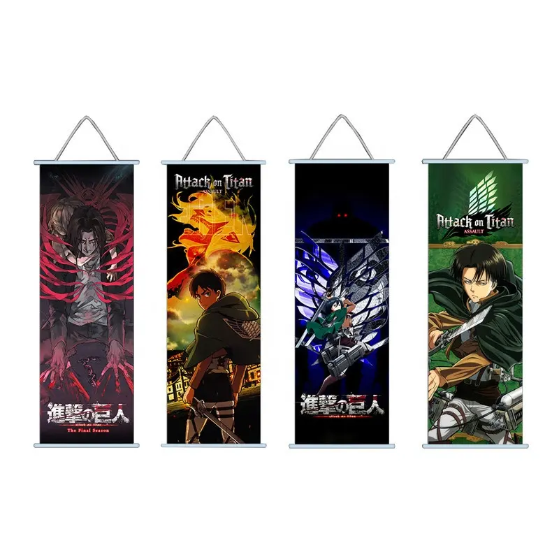 Anime Poster Attack on Titan Scroll Canvas Hanging Painting Home Decor Figure Picture Room Decor Wall Art Gift