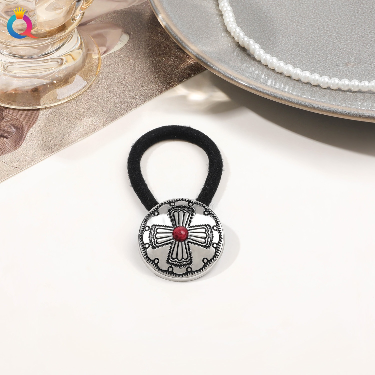 Ancient Silver 3cm Round Cross - 1