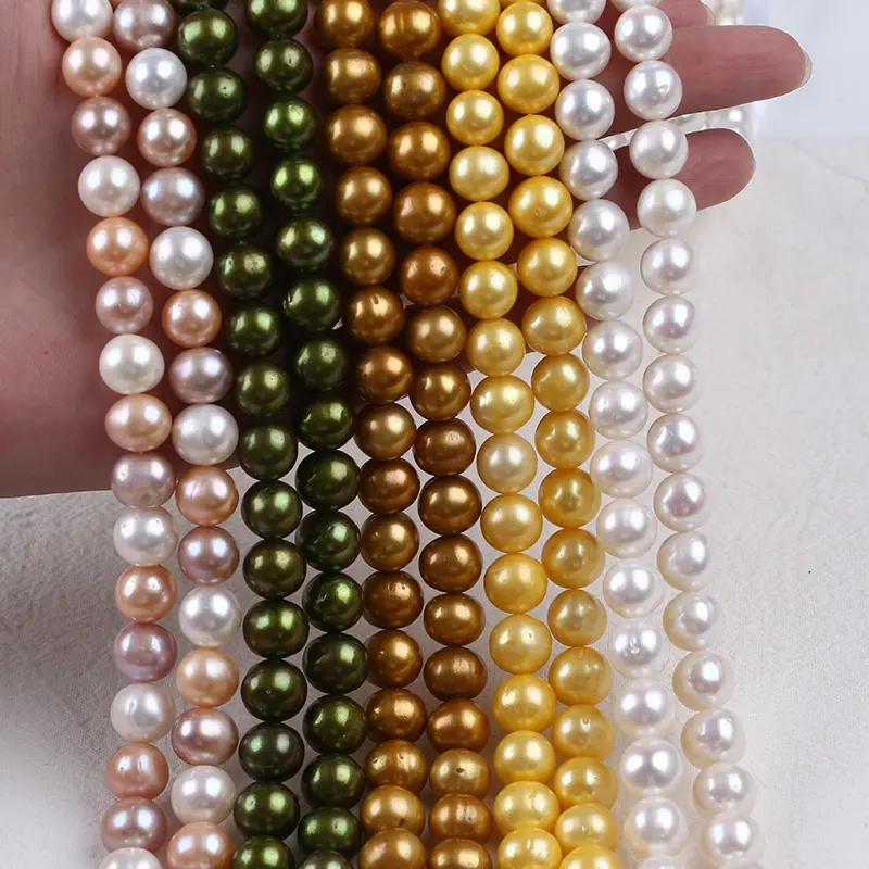 Hebras de perlas auténticas en forma de patata y Perla de agua dulce, 10-11mm, multicolor, venta al por mayor