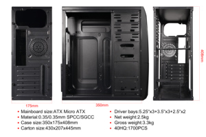 Atx case del Computer Tower Case di buona qualità cpu cabinet computer custodia Desktop - Product Image 6
