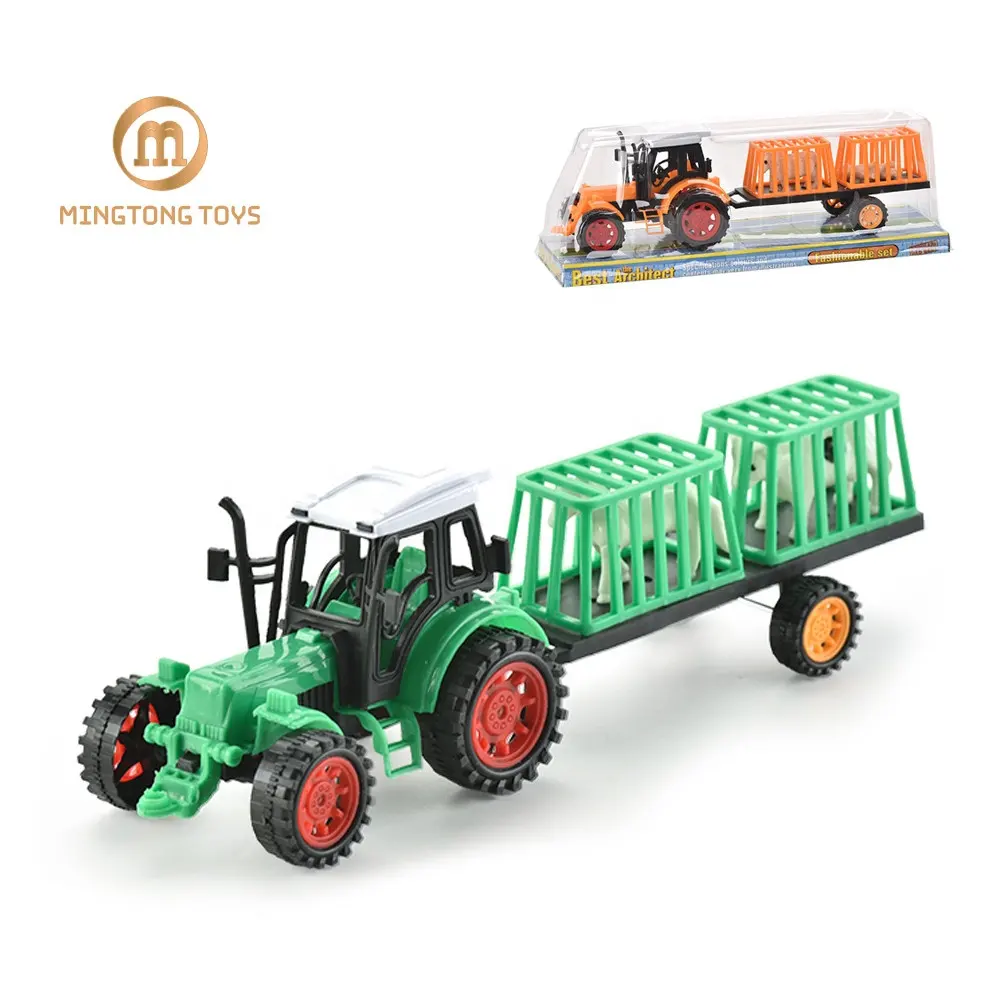 Fábrica de plástico crianças mini caminhão agricultor fricção agricultor trator carrinho set inércia brinquedos com animais