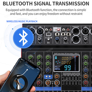 TNH Mezclador de Audio de 6 Canales, Entrada de Grabación de PC, USB, BT, 99 Efectos DSP, Fuente de Alimentación de 48V, 4 Entradas Mono, 2 Estéreo, 1 Unidad, 2 Unidades - Product Image 3
