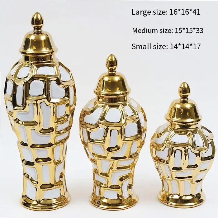 Offre Spéciale pot de gingembre vase porcelaine or argent pot de gingembre pour la décoration intérieure Vases en céramique et porcelaine