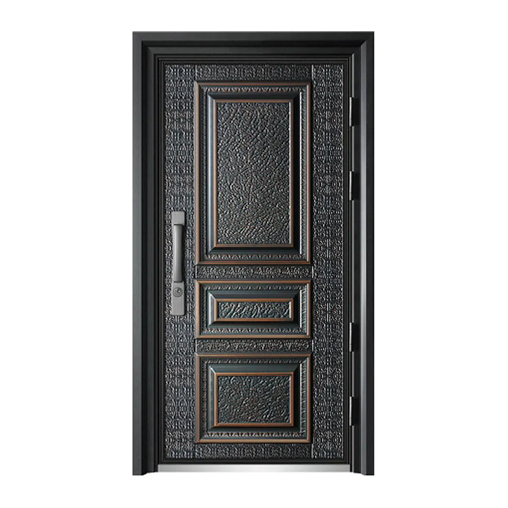 Venta caliente Bonito diseño moderno China Fábrica Apartamento Puerta de seguridad de acero Durable Fuerte Precio bajo Puerta de acero frontal