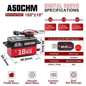 AGFRC A50CHM Programmable Servo 8.4V Coreless Digital Low Profile Servo for <strong>RC</strong> 1/10 Racing Car - Product Image 5
