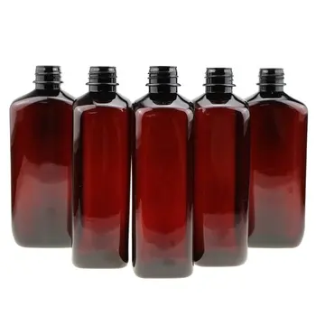 16oz Amber clear Spray Hitech bottles plastic Cough Syrup bottle Square for Red Writing CRC Lids