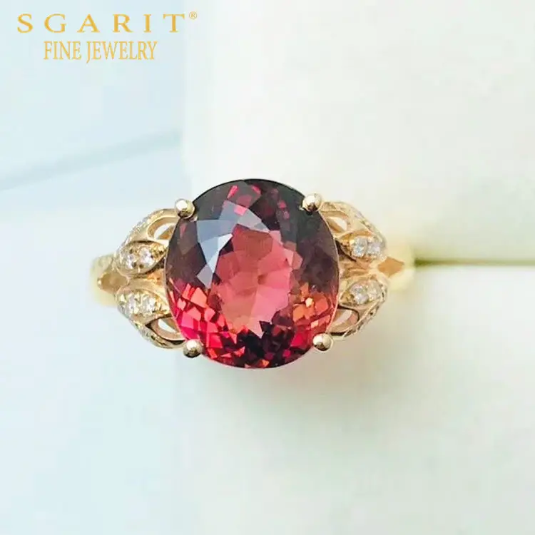 SGARIT al por mayor señora uso diario de piedra de joyería 18k oro anillo de compromiso boda 5ct rojo natural anillo de