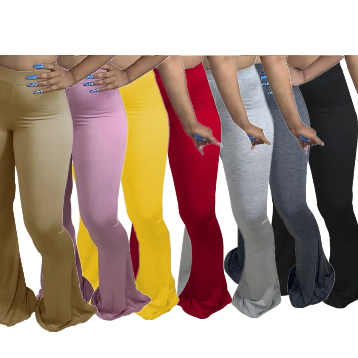 2024 nouveau printemps femmes décontracté couleur unie Flare Yoga pantalon vêtements de rue Stretch maigre large jambe pantalon femmes pantalons et pantalons