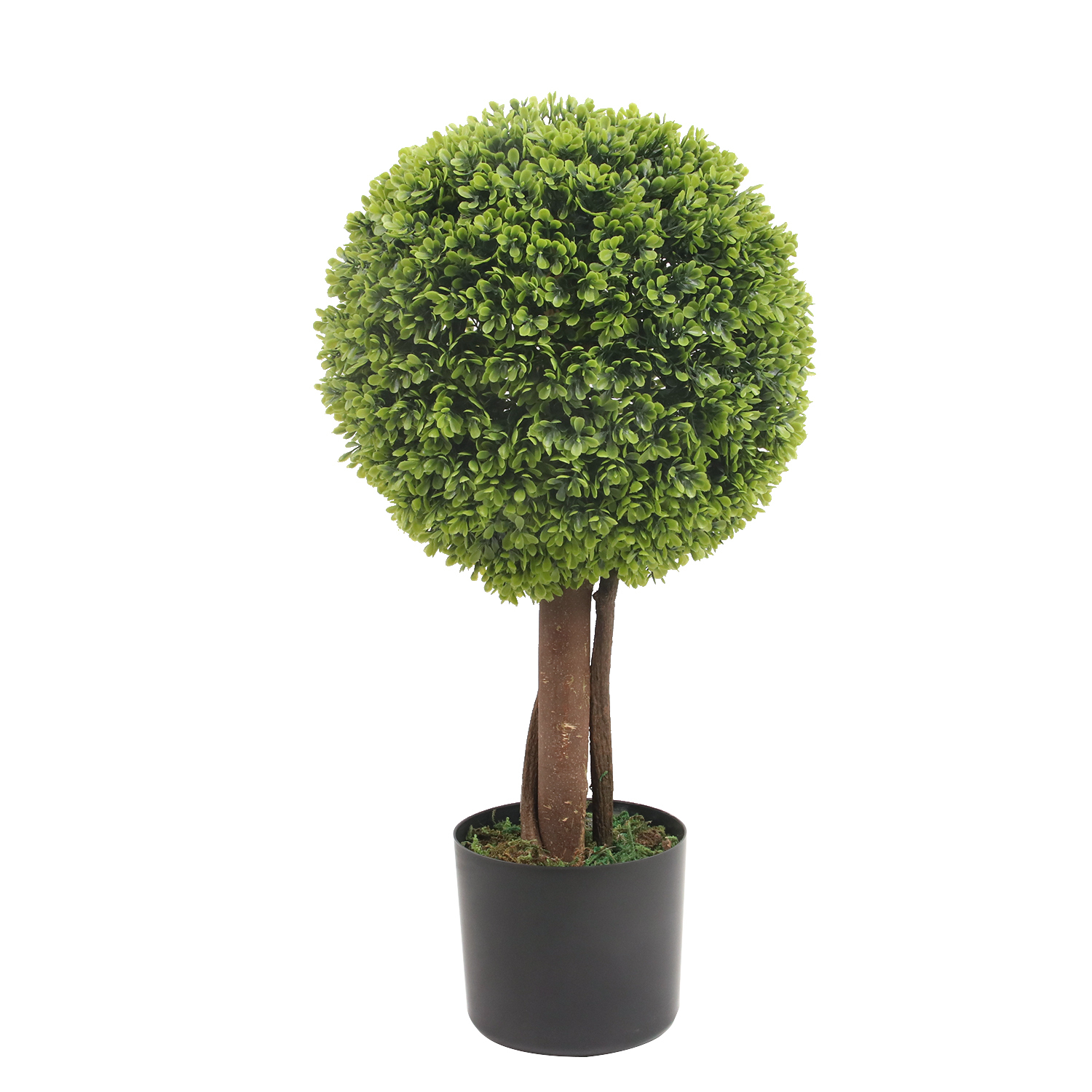 Árbol topiario artificial de boj de una sola bola con maceta de plástico