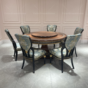 皇家豪华橡木椅子和餐桌餐厅柜台高度圆形餐桌套装 - Product Image 3