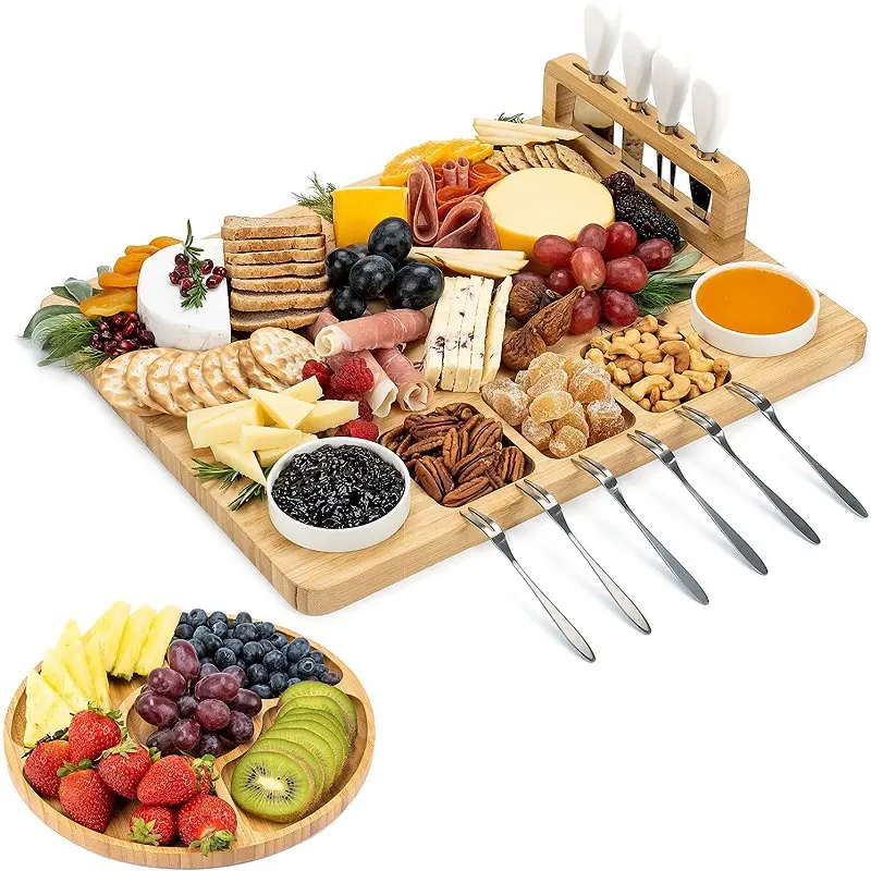 Bán Buôn Tre Cheese Board Và Knife Set Charcuterie Platter Board Với Dao Kéo Thiết Lập Cho Nhà Bếp