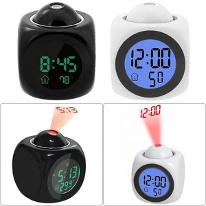Talking <strong>Time</strong> Temperature Show <strong>Time</strong> Projector Alarm Clock with Snooze LCD Screen Display with Green LED Back- <strong>Light</strong> - Product Image 3