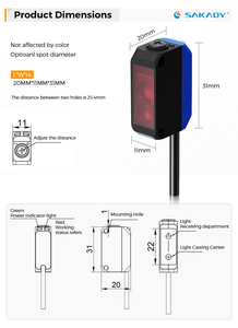 GS25 Series 5-1000mm Photoelectric <strong>Sensor</strong> <strong>Diffuse</strong> <strong>Reflection</strong> with Background Suppression and Detect Distance - Product Image 5