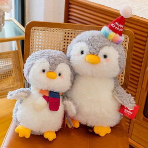 Yeni tasarım dolması hayvan penguen süper yumuşak noel Kawaii peluş oyuncaklar kırmızı eşarp şapka mutlu doğum günü penguenler - Product Image 2