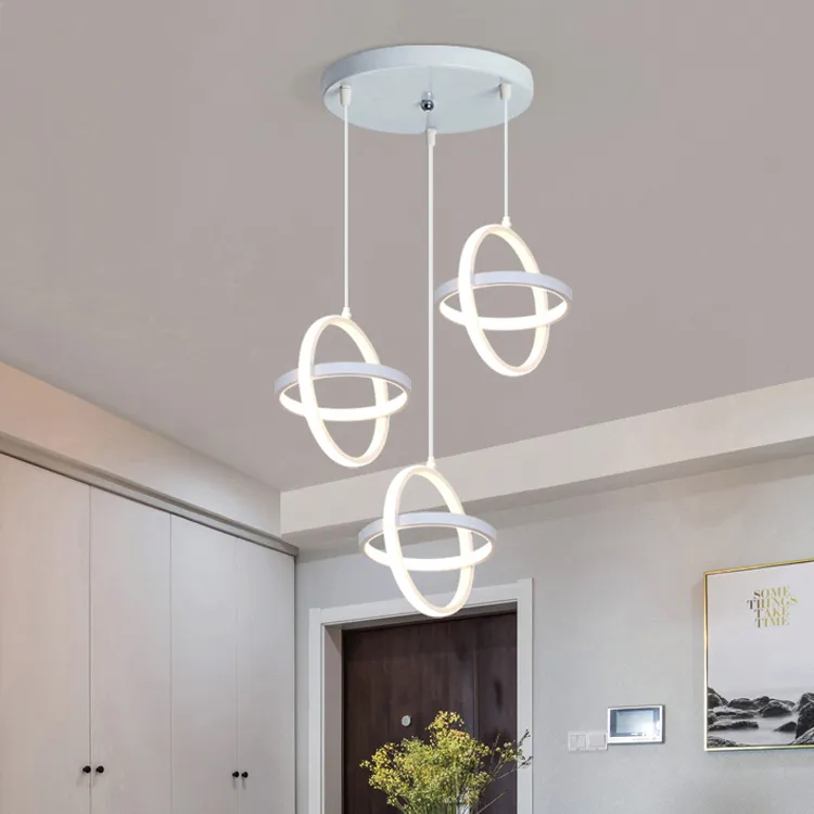 Luminária pendente minimalista para sala de jantar, modelo de designer com três cabeças, lâmpada pendente LED para estudo e moda