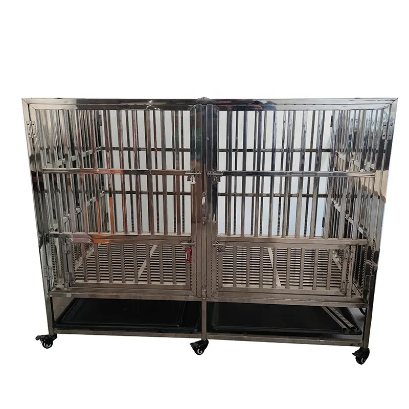 XXL ekstra büyük ağır paslanmaz çelik köpek kafesi katlanır köpek kulübesi katlanabilir köpek kasaları